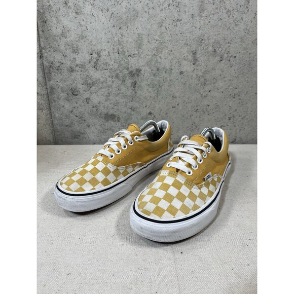 Vans Yellow/White Checkered Women’s Size 8.5, Men’s Size 7 Low Top Lace Up - Picture 1 of 10